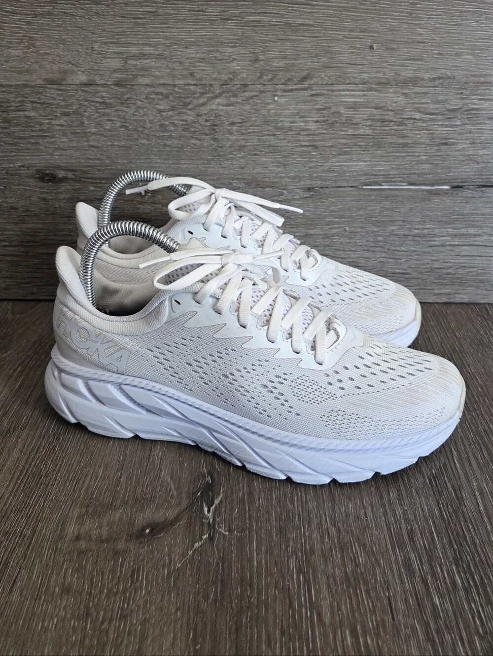 Hoka One One Clifton 7 "Triple White" Running Shoes Size 7.5
